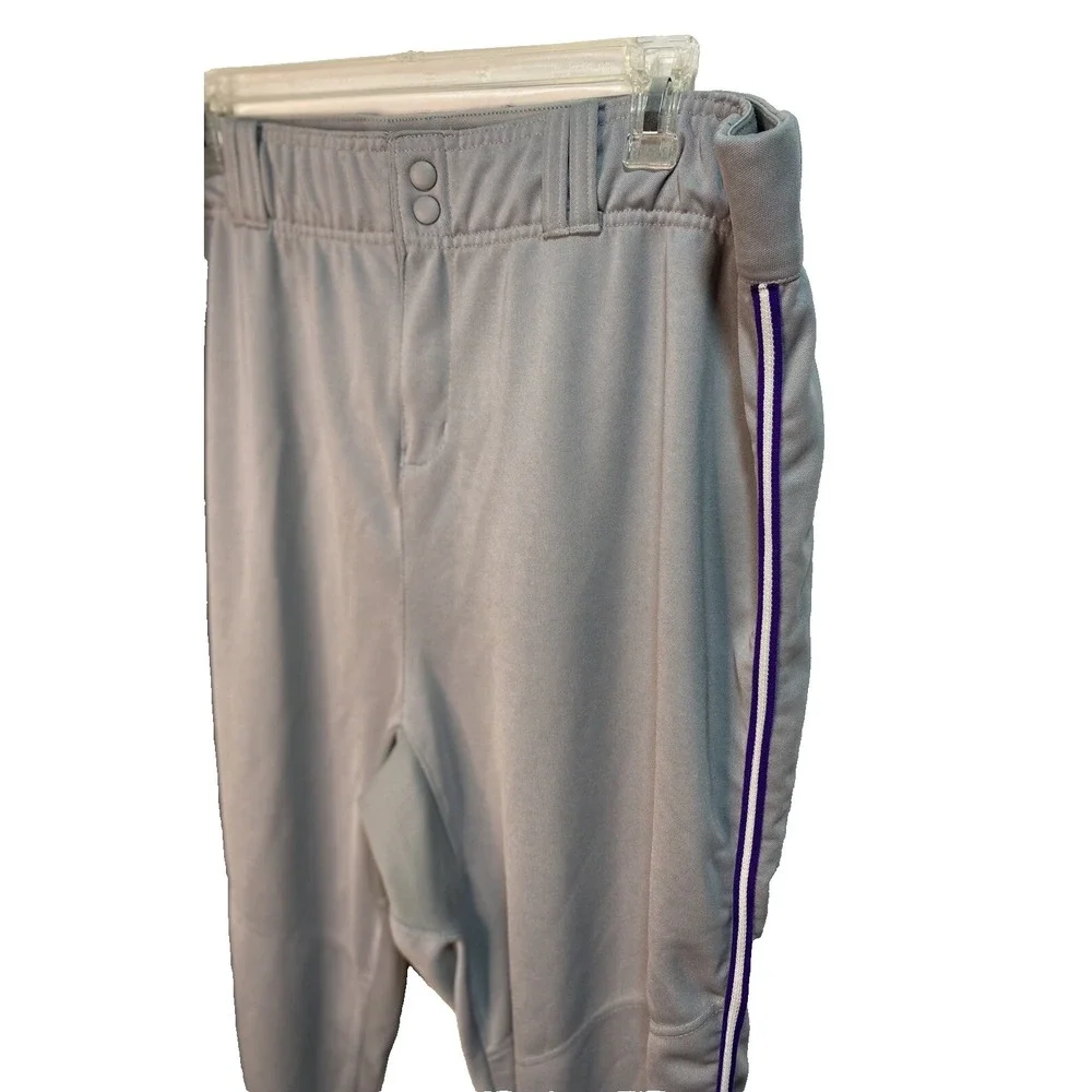 adidas Baseball Knee Length Pants‎ Grey With Purple & White Stripe Men's 3XL